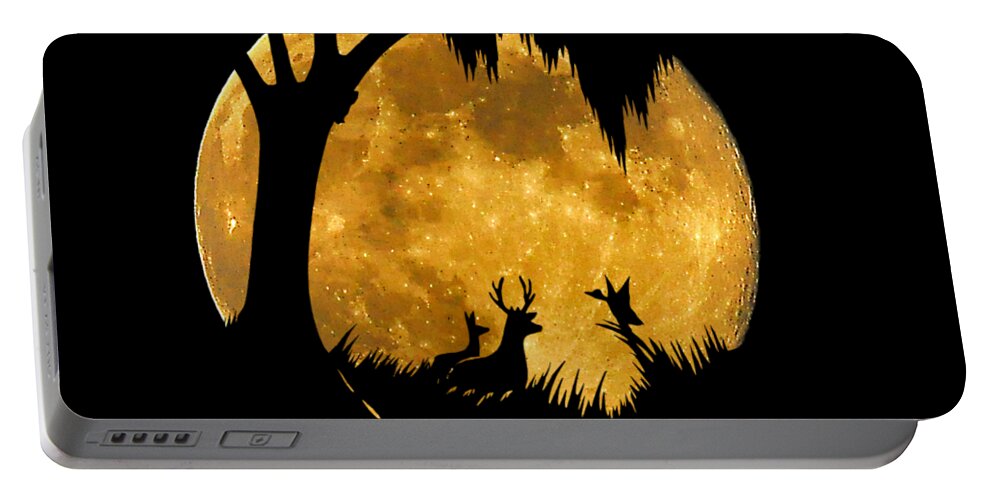 Wildlife Silhouette Portable Battery Charger featuring the photograph Wetland Wildlife Massive Moon .png by Al Powell Photography USA