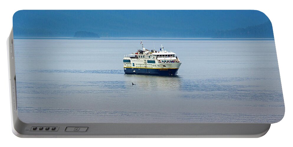 Glacier Bay Portable Battery Charger featuring the photograph Whale Watching in Glacier Bay by Anthony Jones