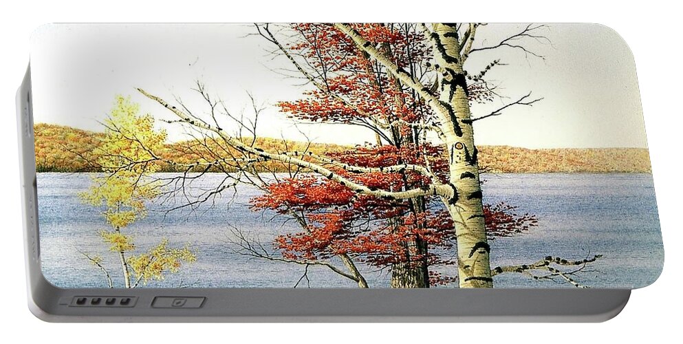 Autumn Portable Battery Charger featuring the painting What a View. by Conrad Mieschke