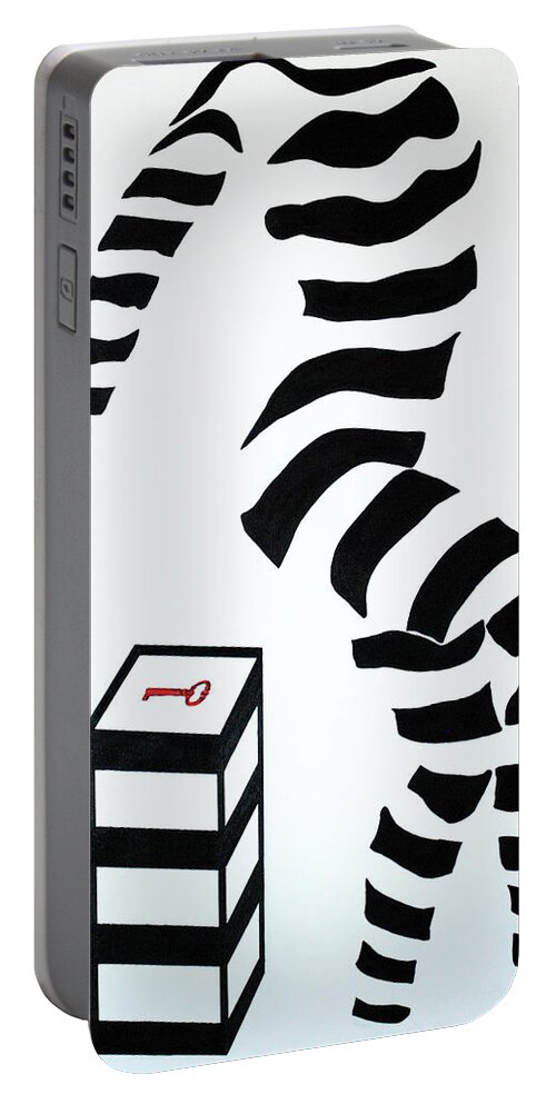 Black And White Portable Battery Charger featuring the painting What Are You Waiting For? by Sonali Kukreja