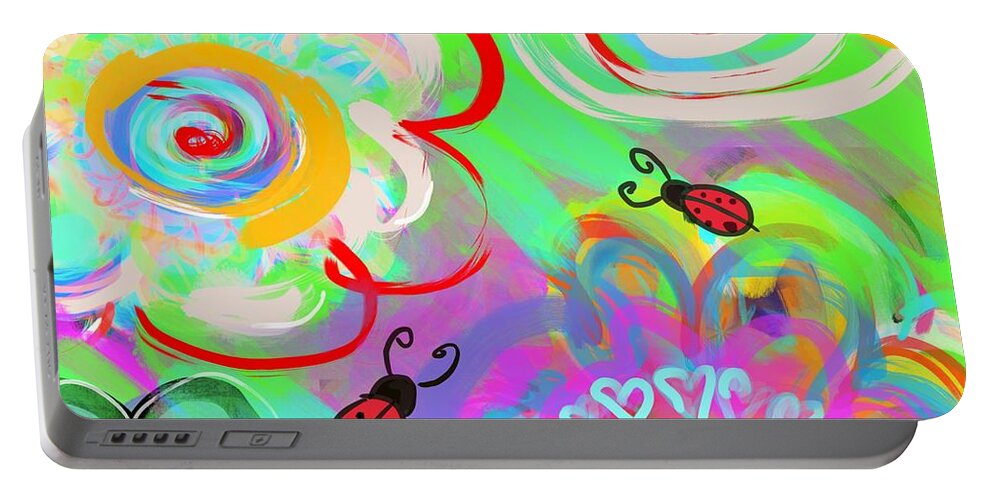 Spring Portable Battery Charger featuring the digital art What Bugs Me by Jason Nicholas