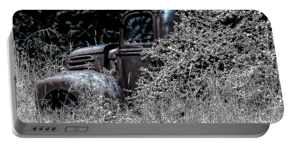 Ford Portable Battery Charger featuring the photograph What Ever Happened To The Old Blue Ford? by Mim White