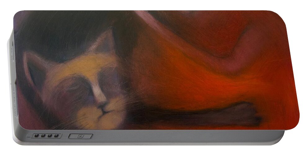 Dreaming Portable Battery Charger featuring the painting When dreams join hands by Suzy Norris