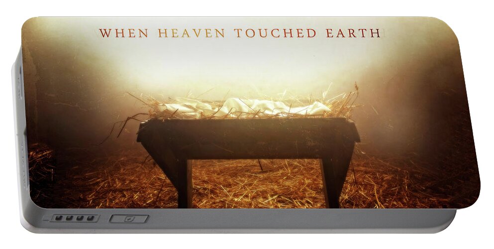 Holiday Portable Battery Charger featuring the digital art When Heaven Touched Earth by Kathryn McBride