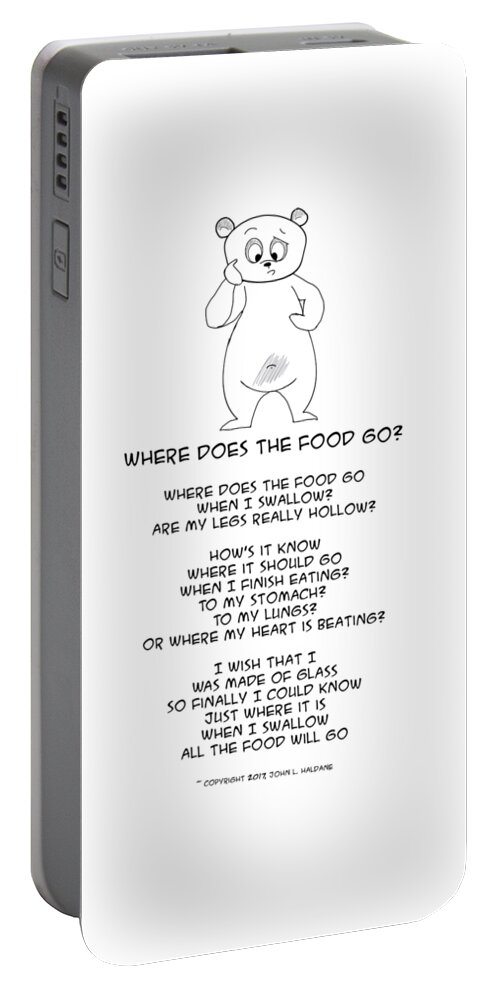 Food Portable Battery Charger featuring the drawing Where does the Food Go by John Haldane
