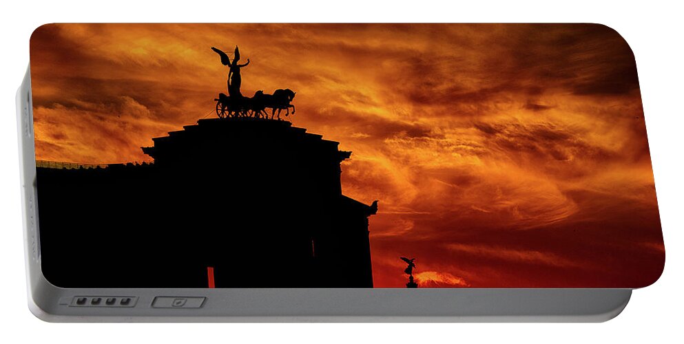 Rome Portable Battery Charger featuring the photograph While Rome Burns by Rob Davies