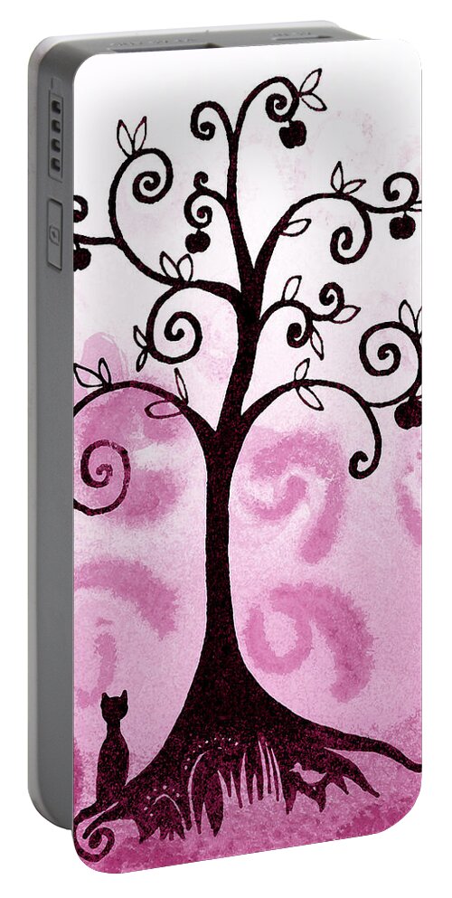 Apple Portable Battery Charger featuring the painting Whimsical Apple Tree by Irina Sztukowski