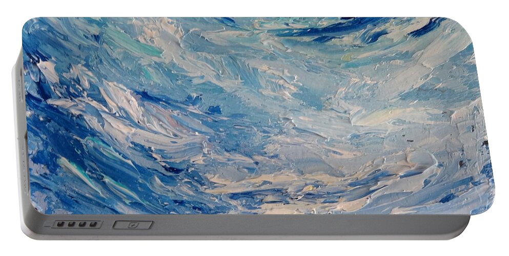 Ocean Portable Battery Charger featuring the painting Whirlpool by Fred Wilson