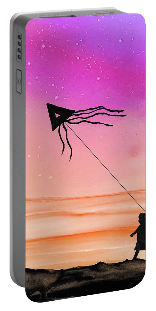 Bright Portable Battery Charger featuring the painting Whisper in the Wind by Eli Tynan