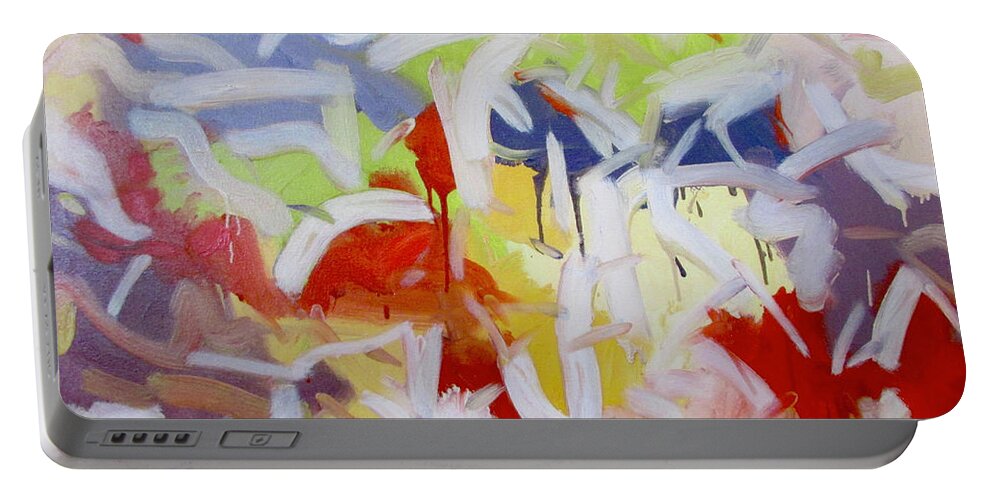 Abstract Portable Battery Charger featuring the painting Whispering Fields by Steven Miller