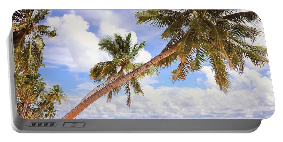 Jenny Rainbow Fine Art Photography Portable Battery Charger featuring the photograph Whispering Palms. Maldives by Jenny Rainbow