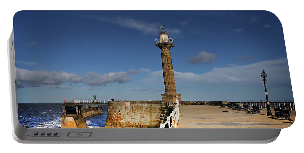 Whitby Lighthouse Portable Battery Charger featuring the photograph Whitby Lighthouse by Smart Aviation