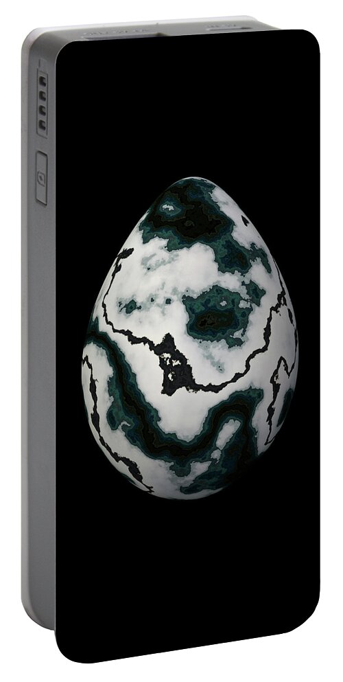 Series Portable Battery Charger featuring the digital art White and Green Marble Egg by Hakon Soreide
