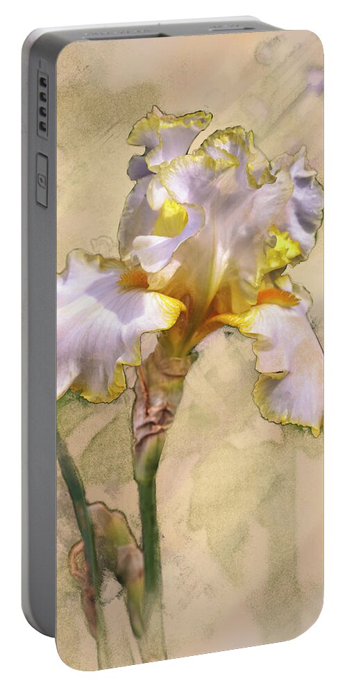 5dmkiv Portable Battery Charger featuring the digital art White and Yellow Iris by Mark Mille