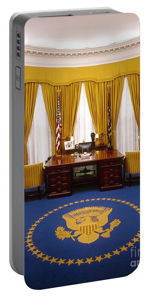 1970 Portable Battery Charger featuring the photograph White House - Nixons Oval Office by Granger