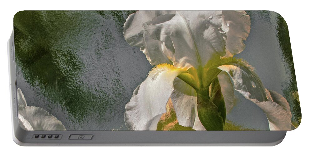 Iris Portable Battery Charger featuring the photograph White Iris by Don Spenner