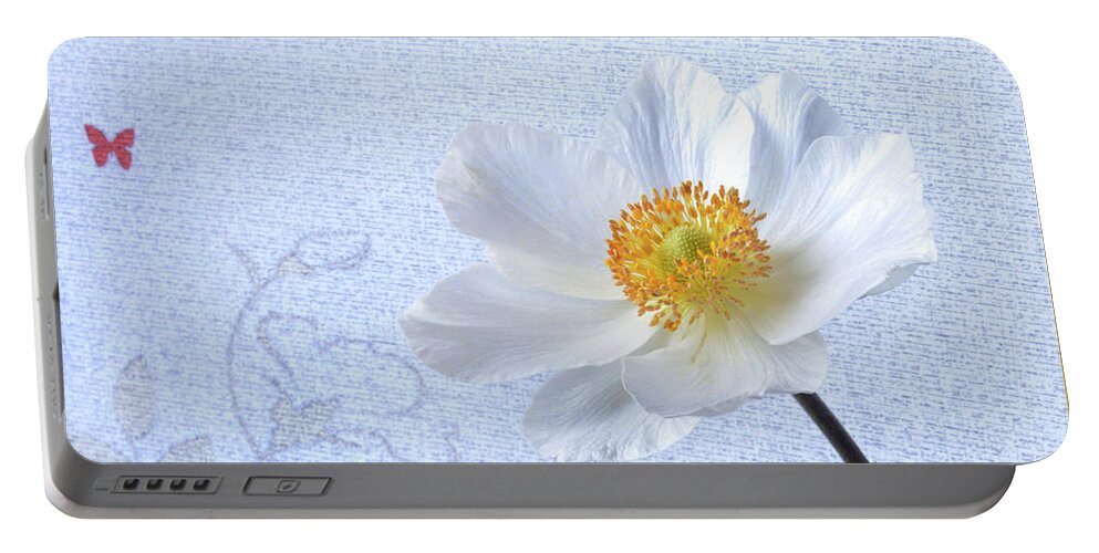 Japanese Anemone Portable Battery Charger featuring the photograph White Japanese Anemone by Terence Davis