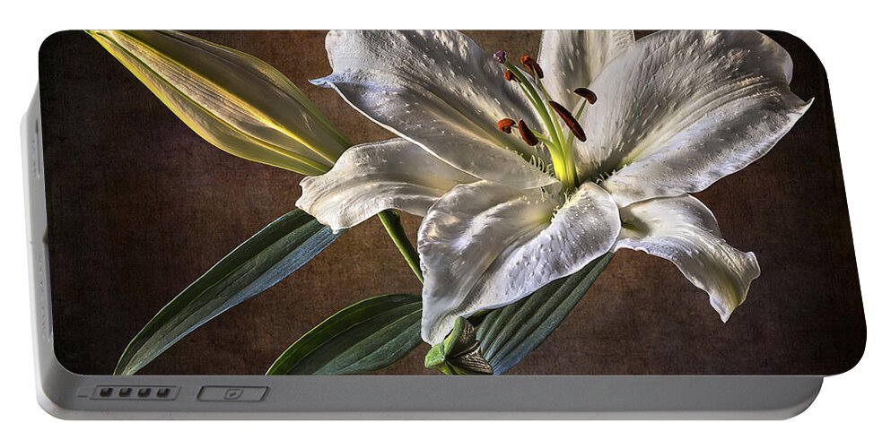 Lily Portable Battery Charger featuring the photograph White Lily by Endre Balogh