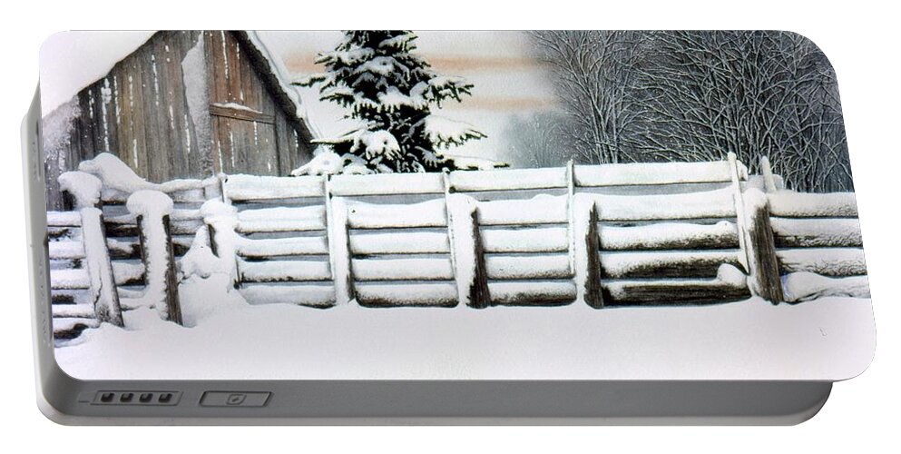Snow Portable Battery Charger featuring the painting White Magic by Conrad Mieschke
