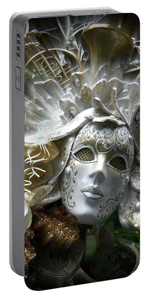 Masks Portable Battery Charger featuring the photograph White Masked Celebration by Amanda Eberly