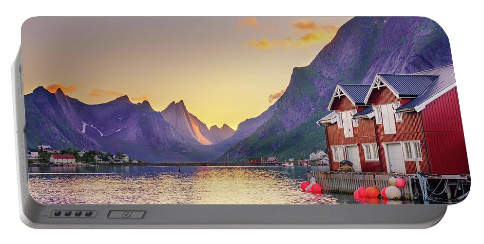 Lofoten Portable Battery Charger featuring the photograph White night in Reine by Dmytro Korol
