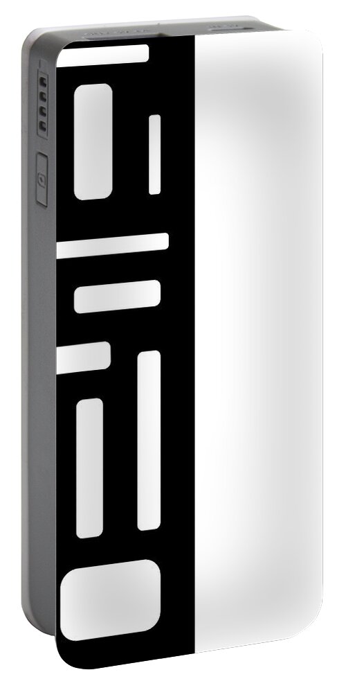  Portable Battery Charger featuring the digital art Black and White Pop Art Rectangular Design by Barefoot Bodeez Art