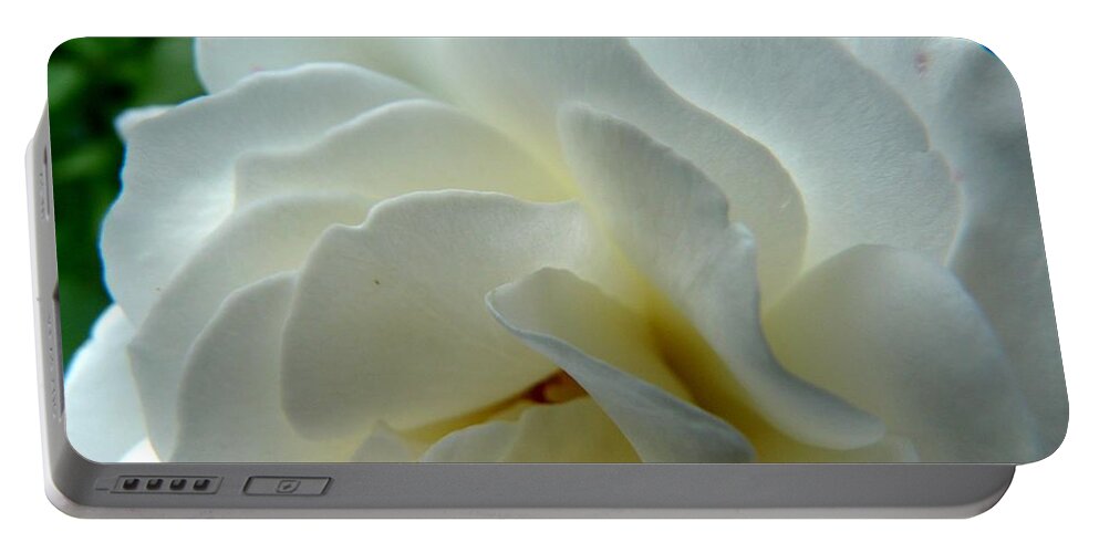 Rose Portable Battery Charger featuring the photograph White Petals by Valerie Ornstein