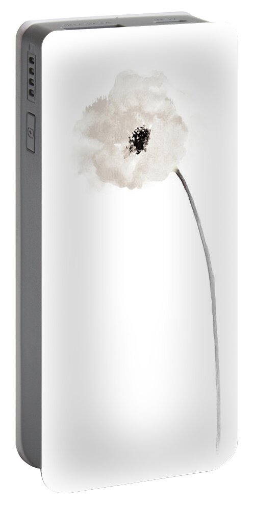  Painting Portable Battery Charger featuring the painting White Poppy Bride Wedding Gift Ideas, Minimalist Floral Illustration by Joanna Szmerdt
