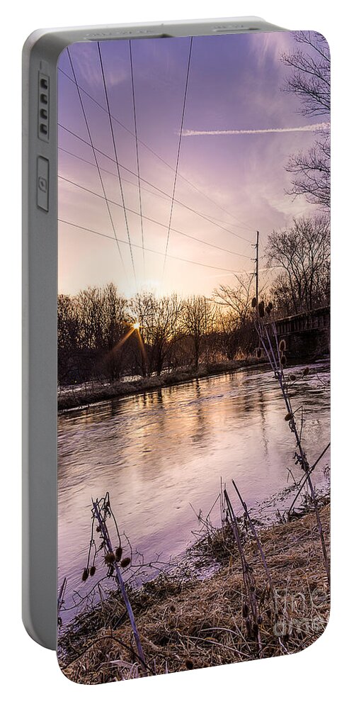 Burlington Portable Battery Charger featuring the photograph White River Cross by Andrew Slater