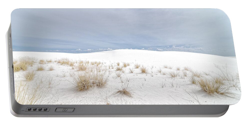 Darin Volpe Architecture Portable Battery Charger featuring the photograph White Sand, Gray Sky - White Sands National Monument by Darin Volpe