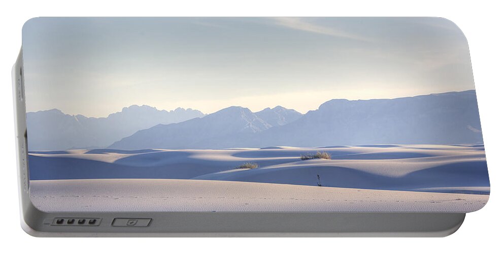Desert Portable Battery Charger featuring the photograph White Sands Blue Sky by Peter Tellone