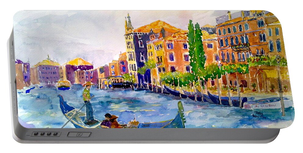Venice Portable Battery Charger featuring the painting White Swan of Cities by Patsy Walton