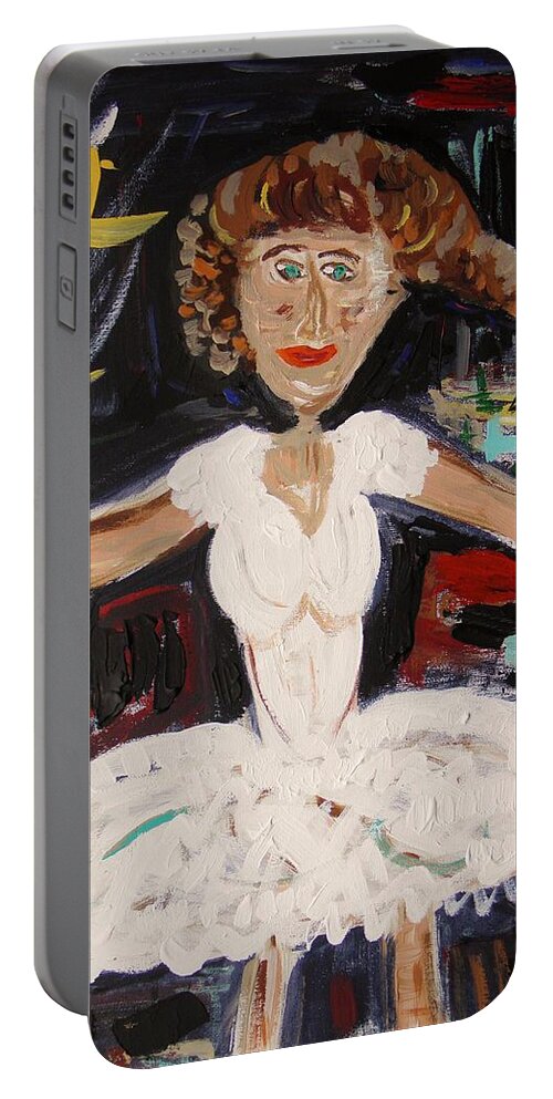 Ballet Portable Battery Charger featuring the painting White Tutu by Mary Carol Williams