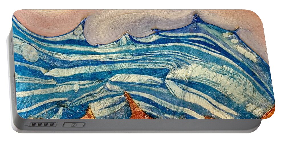 Waves Portable Battery Charger featuring the painting Whitecaps by Lynellen Nielsen