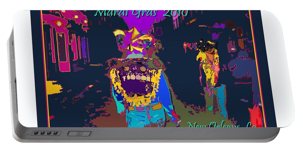 Mardi Gras 2011 Portable Battery Charger featuring the digital art Who DAt at Night in the Quarter by Beverly Boulet