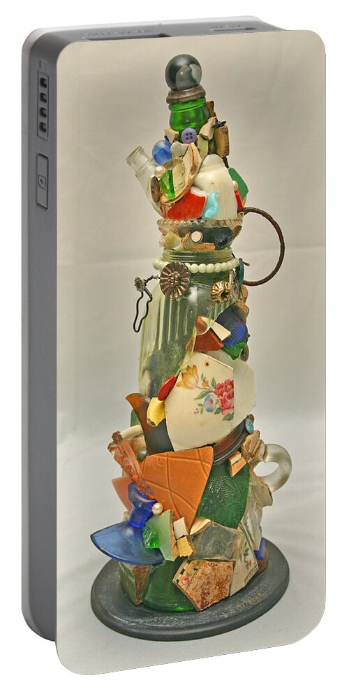 Why Does It Have To Be Anything? Portable Battery Charger featuring the mixed media Why Does It Have To Be Anything? by Carol Neal