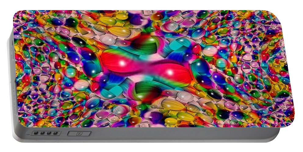 Marble Portable Battery Charger featuring the photograph Wicker Marble Rainbow Fractal by Tim Allen
