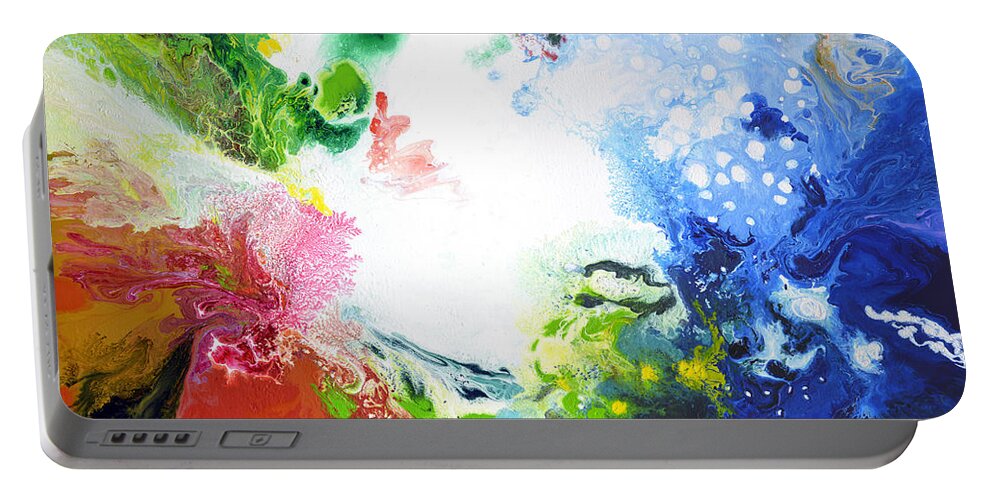 Abstract Portable Battery Charger featuring the painting Wide Open by Sally Trace