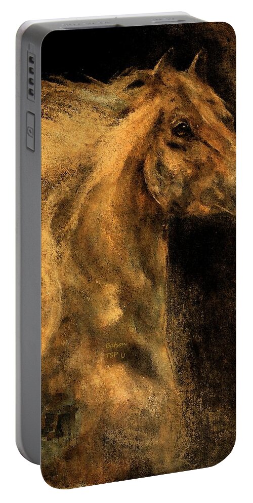 Horse Portable Battery Charger featuring the painting Wild and Free by Barbie Batson