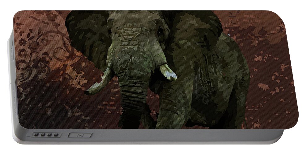 Elephant Portable Battery Charger featuring the painting Wild Elephant by Gull G