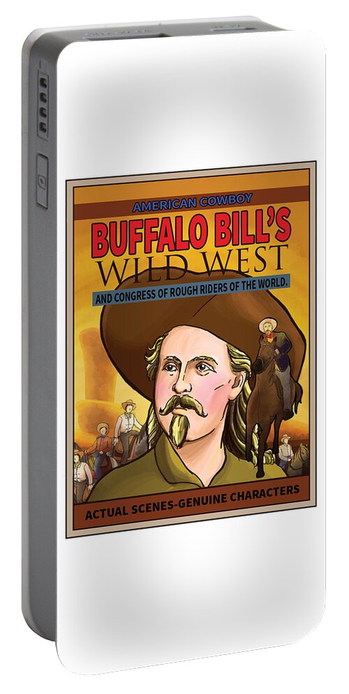  Buffalo Bill And The Pony Express Portable Battery Charger featuring the painting Wild West Show Poster by Reynold Jay
