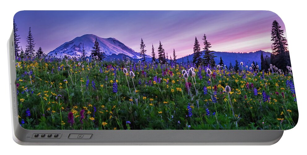 Mount Rainier Portable Battery Charger featuring the photograph Wildflower Explosion by Judi Kubes