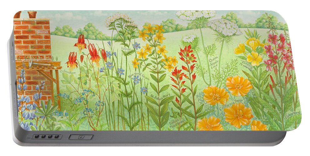Wildflowers Portable Battery Charger featuring the painting Wildflower Gardening by Lynn Bywaters