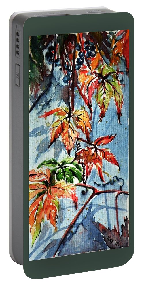 Wildgrape Portable Battery Charger featuring the painting Wildgrape by Kovacs Anna Brigitta
