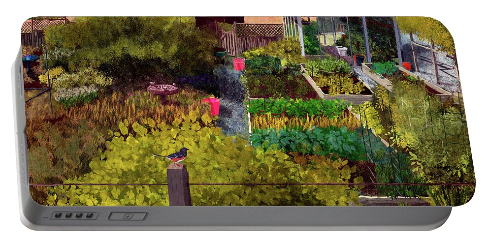 Garden Portable Battery Charger featuring the digital art Wildwood Garden by Ken Taylor