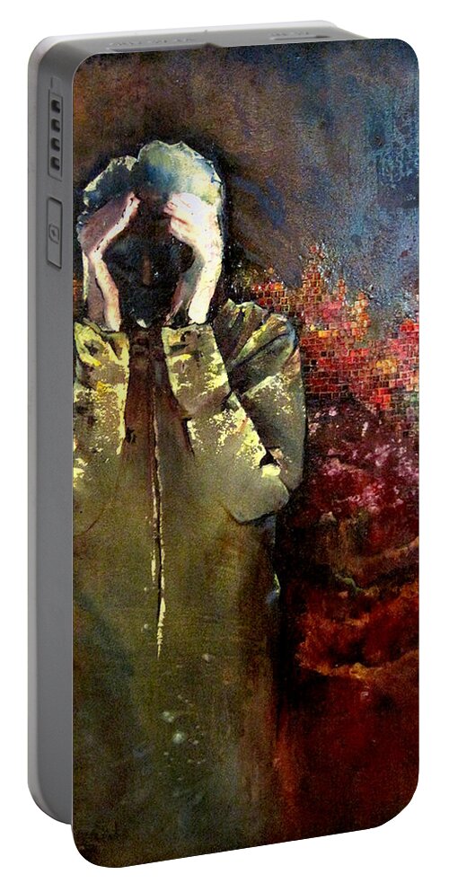 Heartbreak Portable Battery Charger featuring the painting Willful Amnesia by Shadia Derbyshire