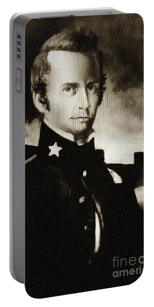 The Alamo Portable Battery Charger featuring the painting William B Travis - The Alamo by Ian Gledhill