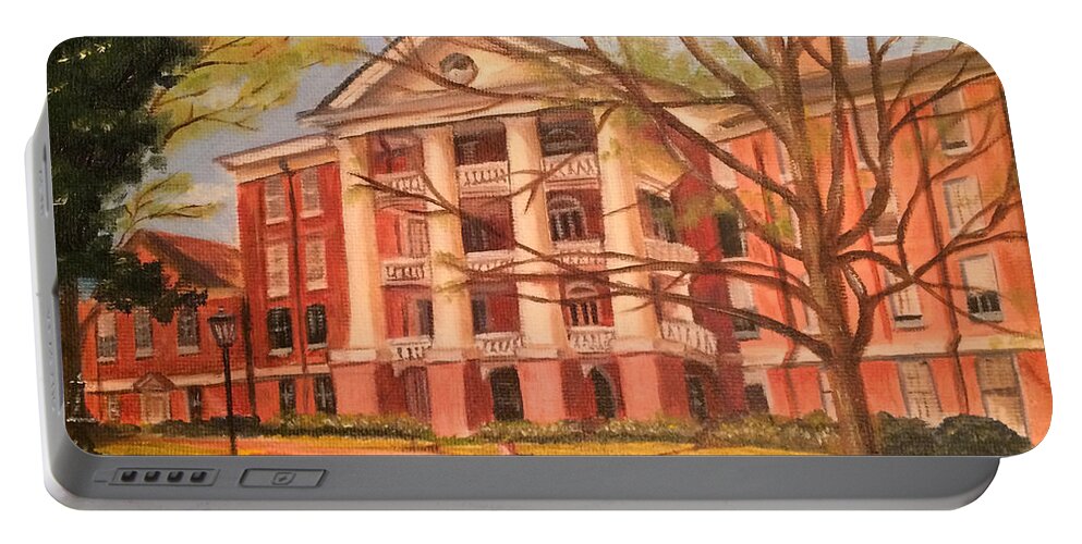 Architecture Portable Battery Charger featuring the painting William Peace University by Jill Ciccone Pike