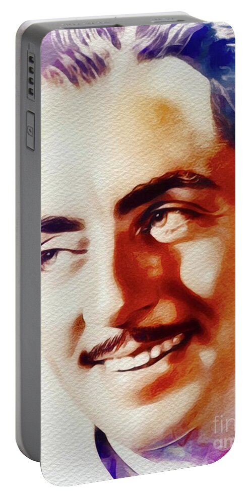 William Portable Battery Charger featuring the painting William Powell, Movie Star by Esoterica Art Agency