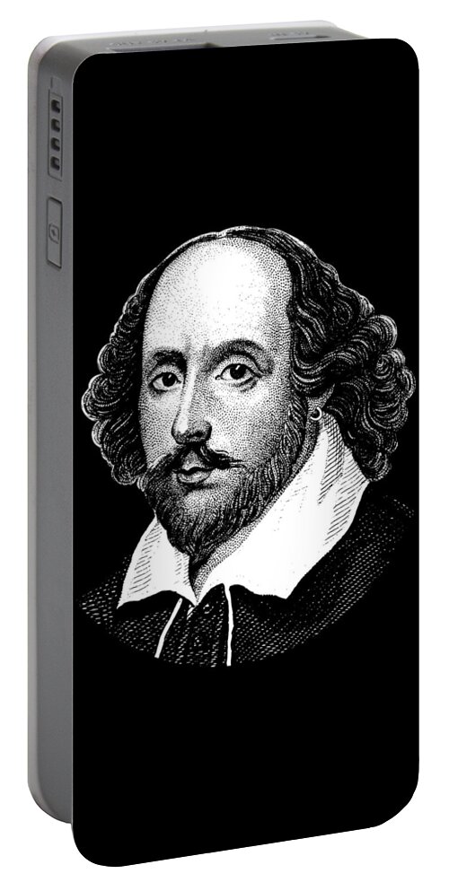 William Shakespeare Portable Battery Charger featuring the digital art William Shakespeare - The Bard by War Is Hell Store